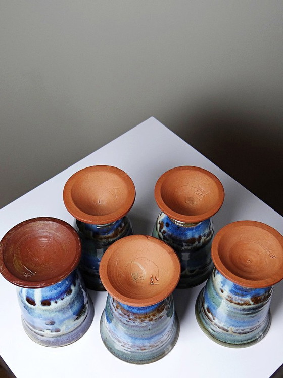 Image 1 of Set of 5 glazed ceramic mazagrans, 1960s-1980s