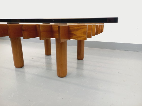 Image 1 of Vintage square Italian coffee table Kyoto by Gianfranco Frattini for Knoll in ash wood and glass from the 1970s