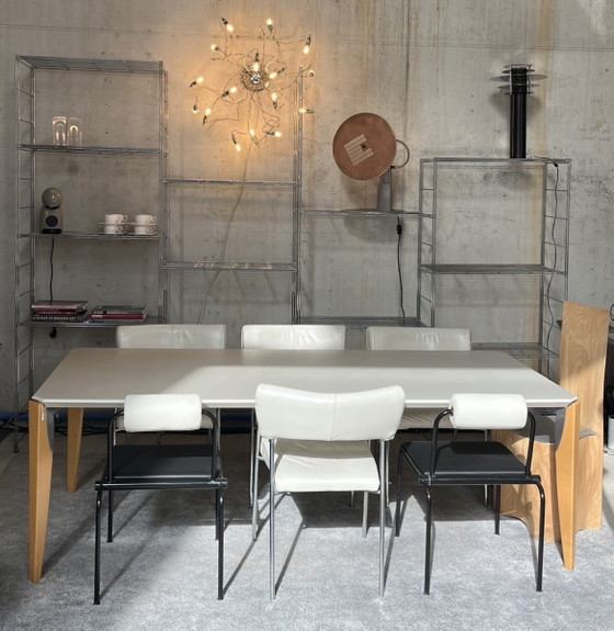 Large Leolux Dining table, Model “Xingu”, Design Dick Evers – Wood, rvs (photo 15 of 15)