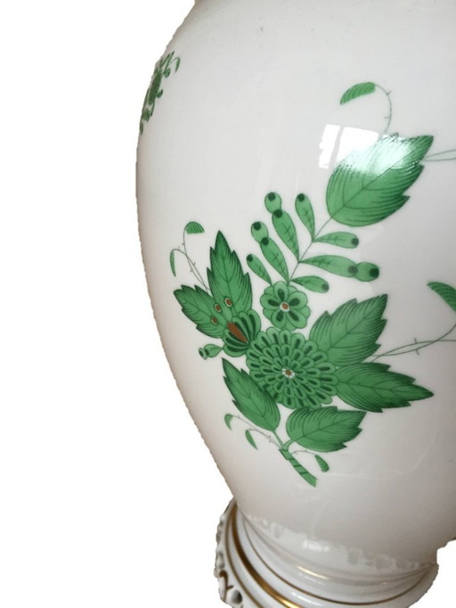 Herend Großer Lampenfuß Chinesisches Bouquet / Apponyi Grün