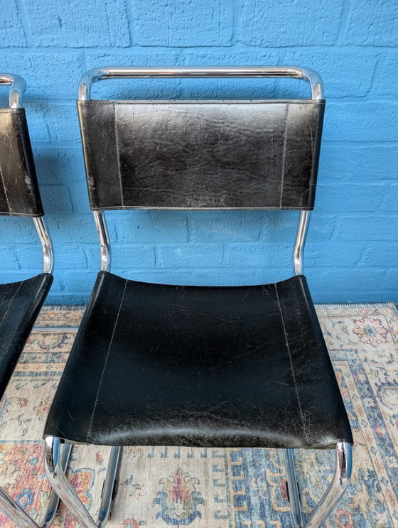 Image 1 of 6 sedie a slitta vintage S33, Mart Stam per Thonet, anni '60