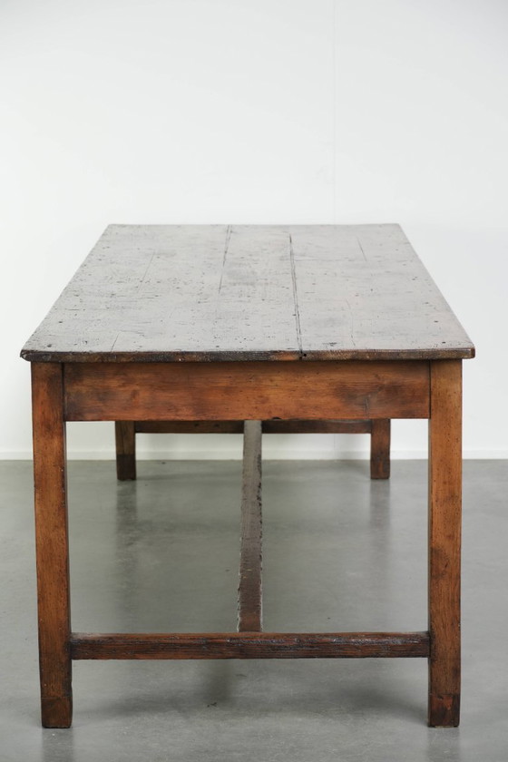 Image 1 of Franse antieke boeren eettafel uit de 19e eeuw van grenenhout