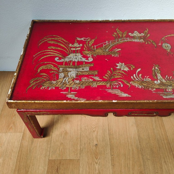 Image 1 of Vintage Chinoiserie Japandi Salontafel, Koffietafel Hout