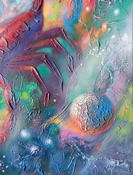 Original Oil Painting Abstract Expressionism Zodiac Sign Scorpion – Paintings & Drawings, Canvas (photo 4 of 7)