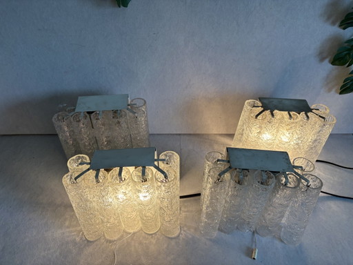 Ensemble d'appliques vintage Doria Leuchten, tubes en verre glacé, 1960