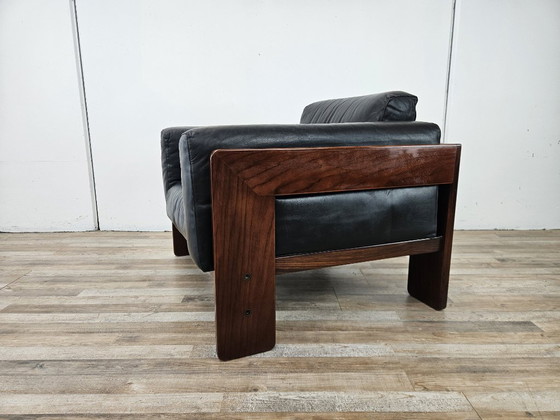 Zwarte Leren Fauteuil met Houten Frame, Gavina, Leer, Mid Century Modern (foto 2 van 10)