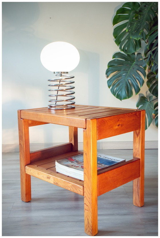 Image 1 of Bijzettafel van massief iepenhout, Roche Bobois, 1980