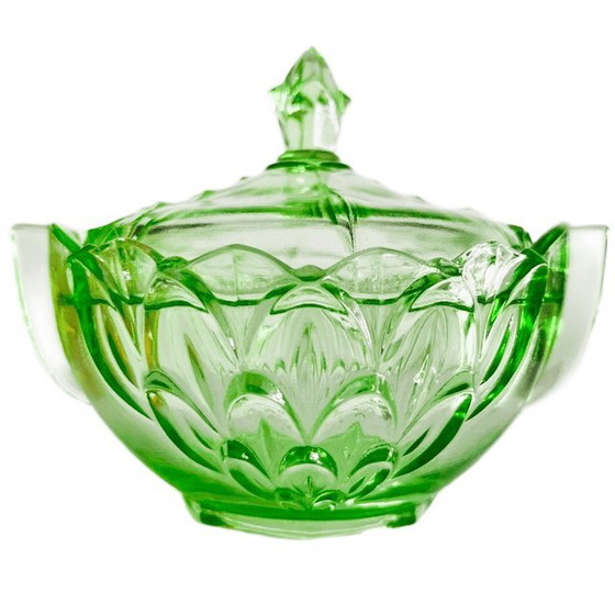 Bonbonnière vintage en verre vert Annagreen Bonbon Dish 1930 – Accessoires de table, Glass (photo 10 of 14)