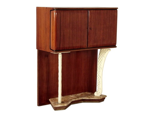 Meuble de bar en acajou style Dassi, années 1950