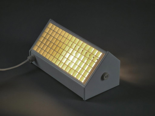 Vintage 1980s BELID V349 White Metal Wall Light With Perforated Plastic Grid - Postmodern Industrial Wall Light.