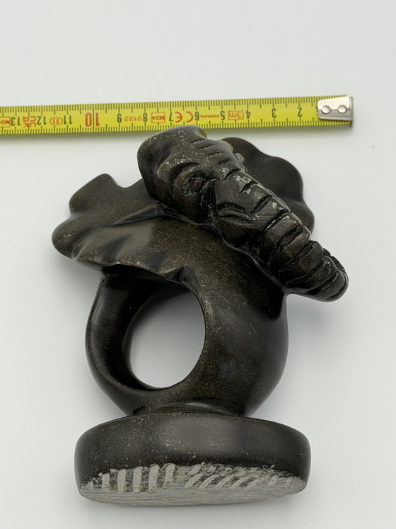 Image 1 of Éléphant en stéatite vintage – sculpté à la main – Statue africaine