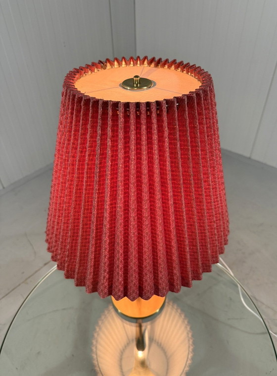 Image 1 of Brass Table Lamp With Pleated Shade 1950's