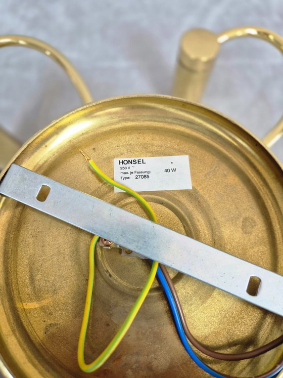 Image 1 of Lampadario da soffitto Honsel a 5 luci in ottone, attacco E14, stile moderno vintage – Testato