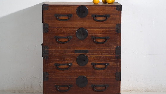 Antique Tansu Japanese chest of drawers - Meiji / Taishō period (c. ) #43 – Iron (photo 3 of 40)