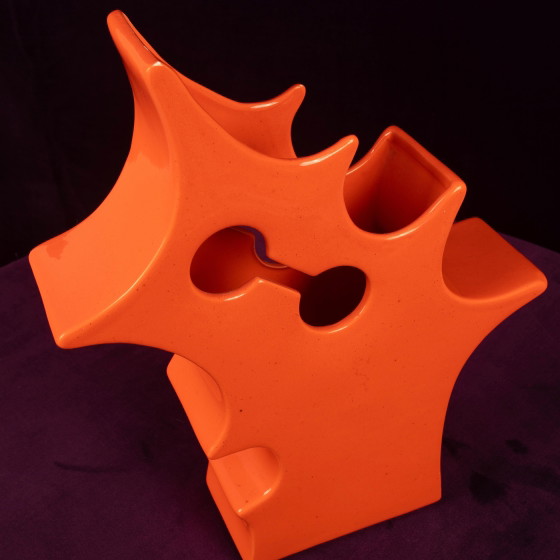 Abstract Oranje Keramische Sculpturale Vaas, Postmodern Space Age, Italië, 1980 – Vazen, Ceramic (photo 11 of 19)