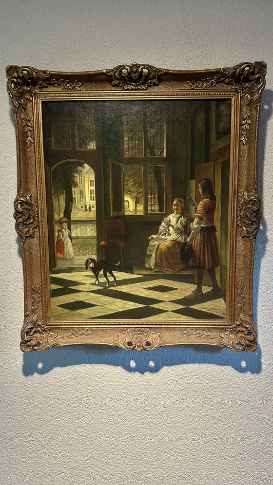 Pintura barroca ahumada de estilo holandés antiguo de Ámsterdam – F. Hensens., Decoración de pared, Canvas (photo 3 of 10)