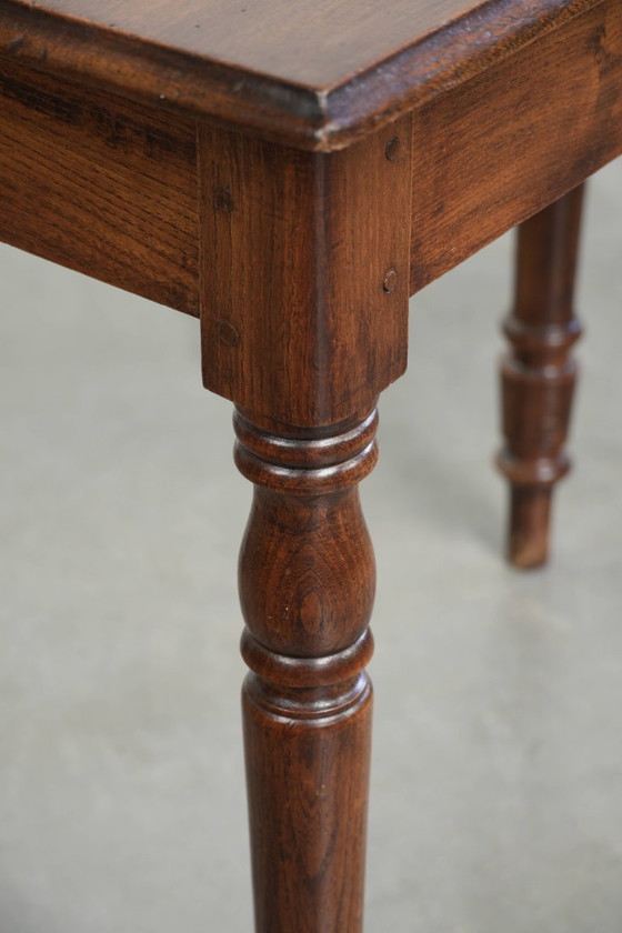 Image 1 of Antique English oak side table/hall/corridor table from the early 19th century with a beautiful appearance.