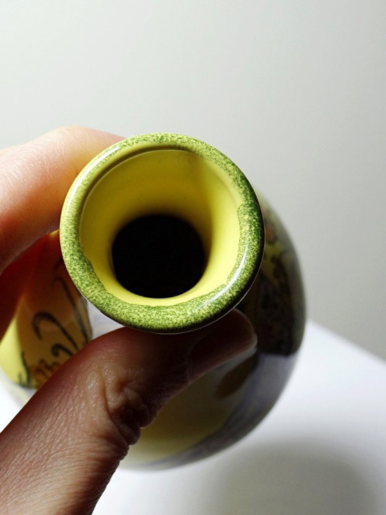 Image 1 of Small ceramic vase signed Henri Siffre Montpellier, bird decoration, 1950s-60s
