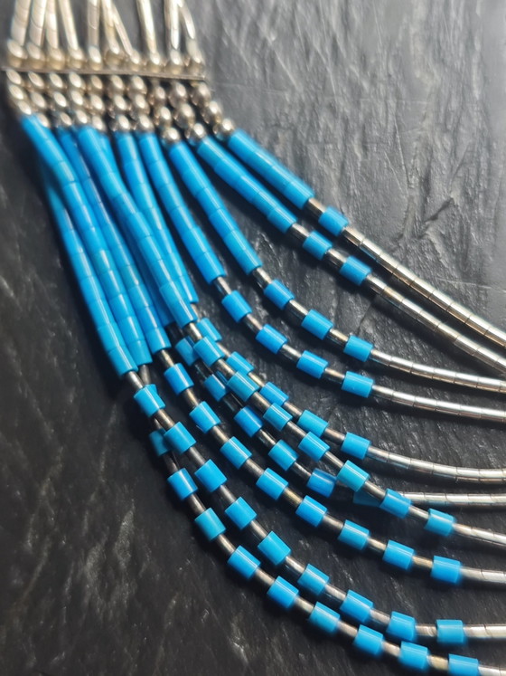 Inheemse Amerikaanse Ketting – Navajo, Decoratieve objecten, Steen, Zilver (photo 3 of 12)
