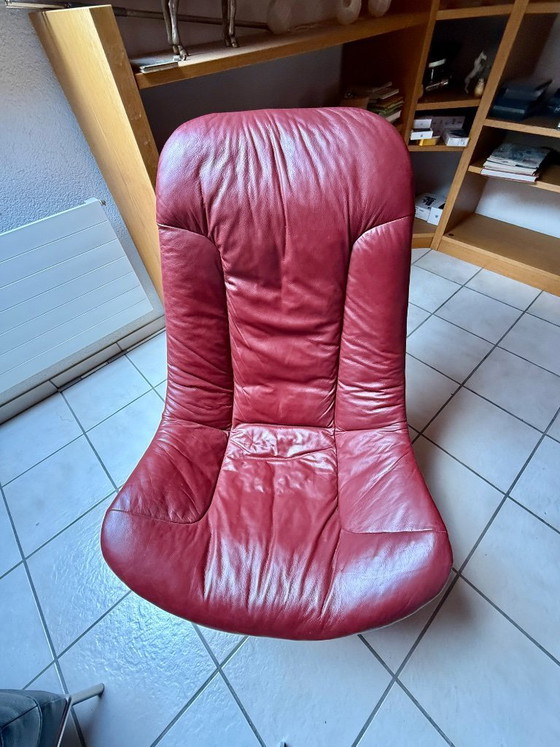 Image 1 of Gelderland fauteuil, Bordeauxrood, met voetenbankje