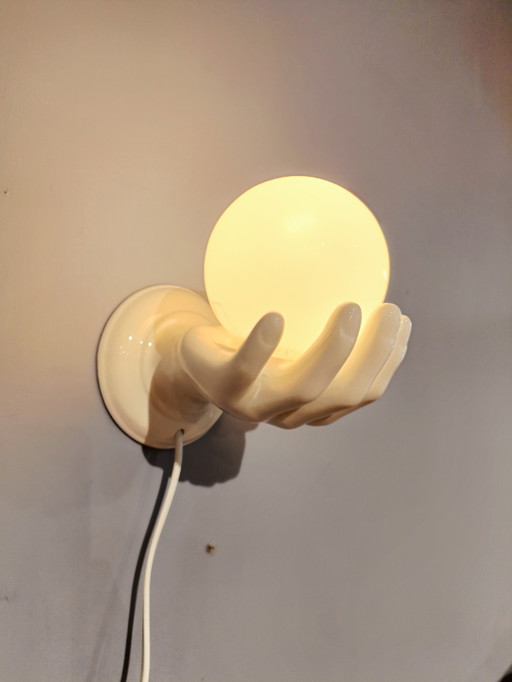 Vintage Porzellan-Wandlampe, Handkugel