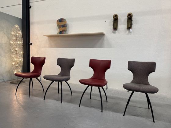 Image 1 of 4 Leolux Callas dining chair Red fabric leather