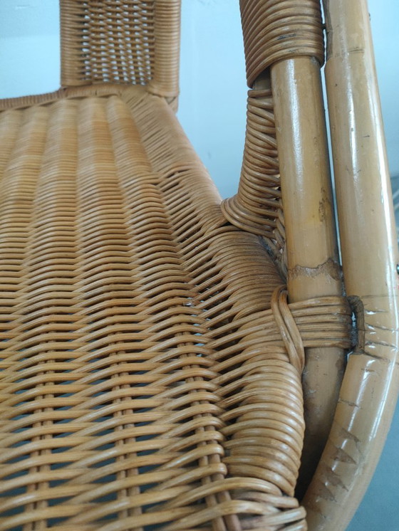 Image 1 of Rare and unique vintage design rattan/wicker bucket chair/armchair