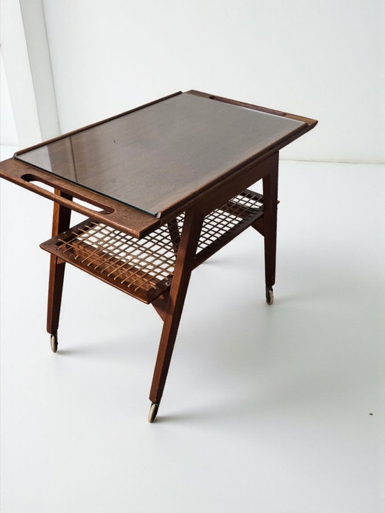 Image 1 of Teak side table, serving trolley, bar trolley, side table, Johannes Andersen, 1970s