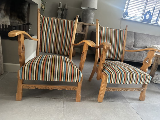 Set unico di poltrone brutaliste in rovere (stile di design danese) – Elementi d'arredo di carattere che (photo 2 of 5)