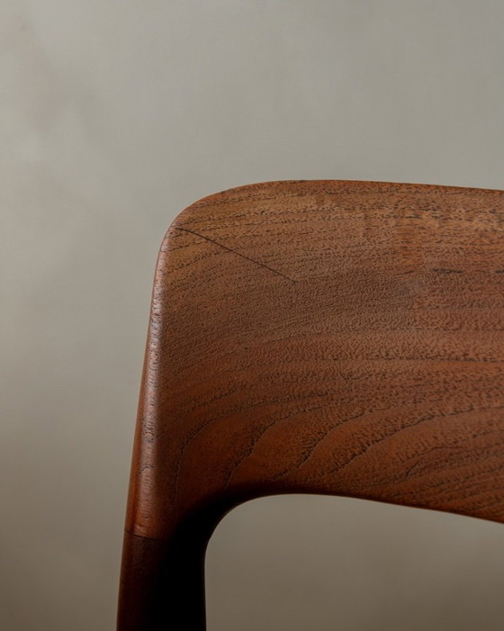 Image 1 of Vintage Danish Dining Chairs Model 75 by Niels Otto Møller for J.L. Møllers Møbelfabrik, Teak Paper Cord Chairs, 1950s, Set of 4