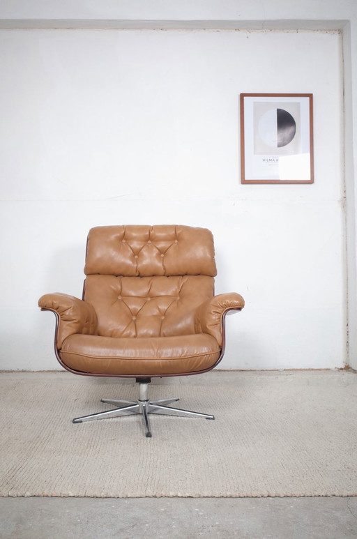 Vintage Lounge Stuhl Holzschale