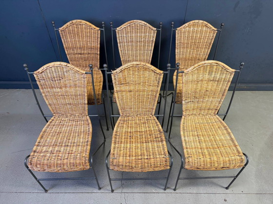 Vintage wicker bistro chairs by Frederik Weinberg, 1960s – Dining chairs, Rattan, Mid Century Modern (photo 4 of 9)