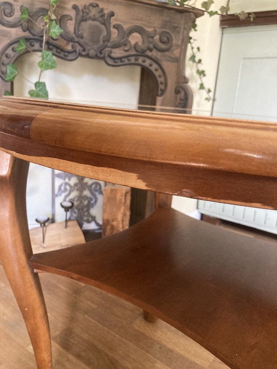 Image 1 of Beautiful Chippendale table with Viennese caning and glass top, round