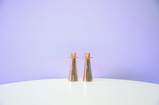 Set of 2 Solid Brass Candle Holders