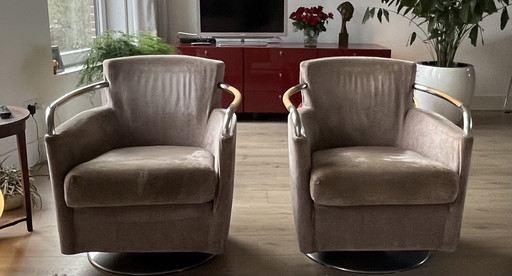 2 Giogetti swivel armchairs, design Massimo Scolari, Italy Haren '80