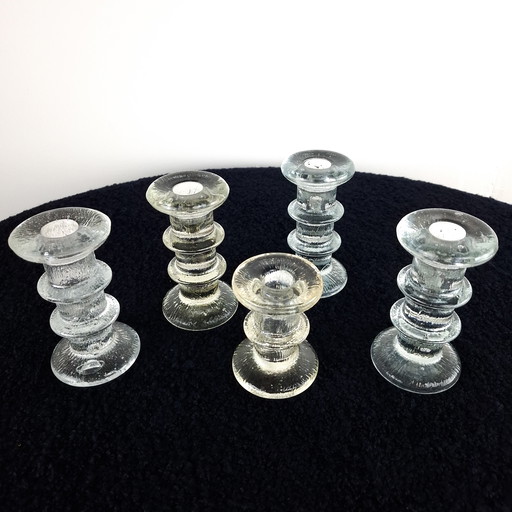 5x Vintage Pukeberg Kerzenständer Glas Staffan Gellerstedt