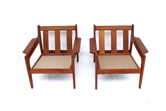 Image 1 of come nuova, 2x Arne Wahl Iversen f. Komfort, poltrona danese in teak della metà del secolo scorso, poltrona vintage, rivestiment