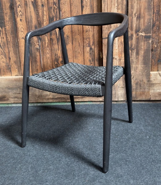 Image 1 of 4 X Castle Line ANAIS armstoel teak ebony, zwarte weving