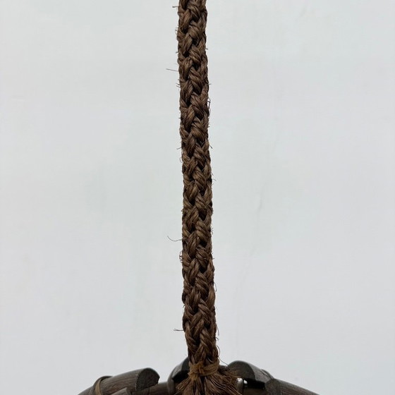 Image 1 of Vintage rattan and webbing hanging lamp 1970s retro