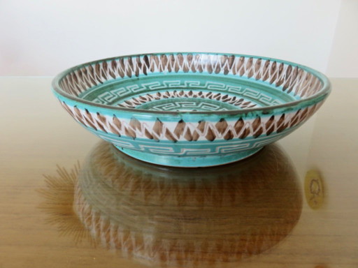 Large Robert Picault ceramic salad bowl, signed, France, 1960