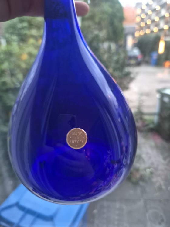 Vaso Bulb in vetro Mid-Century Modern, Arthur Percy per Gullaskruf, 41 cm, Vasi, Blu (foto 6 di 6)