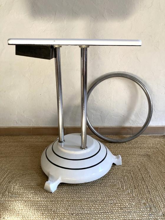 Image 1 of Antique cast iron and enameled metal table, ca. 1950