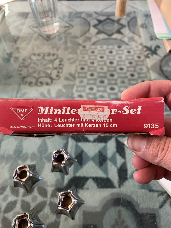 Image 1 of Set of 4 Minileuchter Bougeoirs BMF Style Nagel Vintage 1970