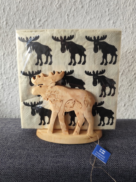 Image 1 of Handmade birchwood napkin holder – moose shape | Finland