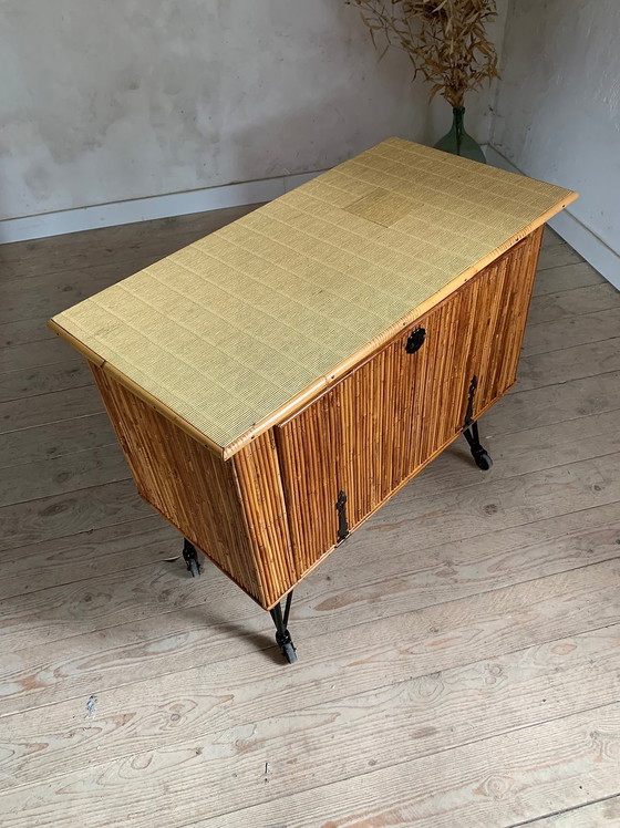 Vintage rattan buffet bar – Barstools, Wicker, Metal (photo 6 of 12)