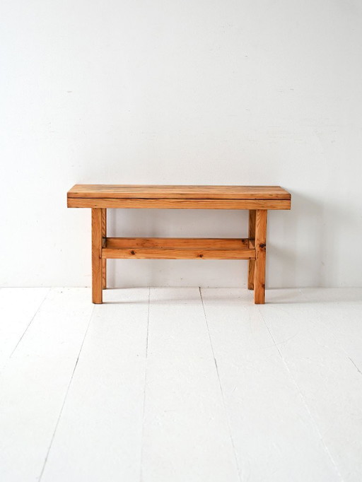 Panca vintage scandinava in legno massello di pino