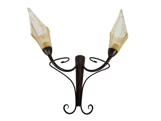 Image 1 of LAM - Lightning - wandlamp - Made in Italy - metaal - mond geblazen glas - 2000
