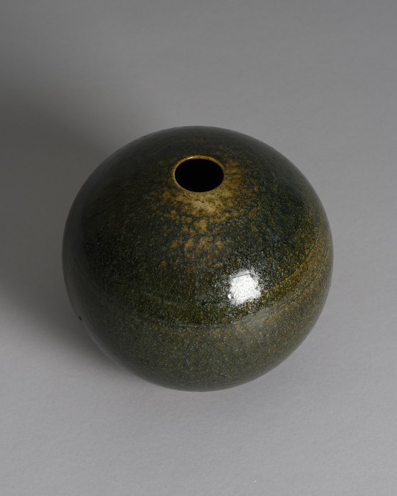 Image 1 of Paire de vases en céramique de Mathies Schwarze - Terre cuite émaillée verte, Allemagne