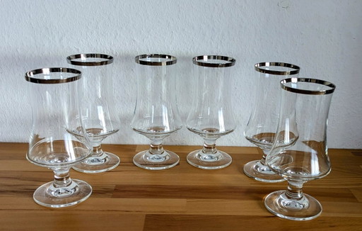 12-delige glasset met zilveren rand, cocktailglazen en biertulpen. – glazen karaffen (photo 2 of 10)
