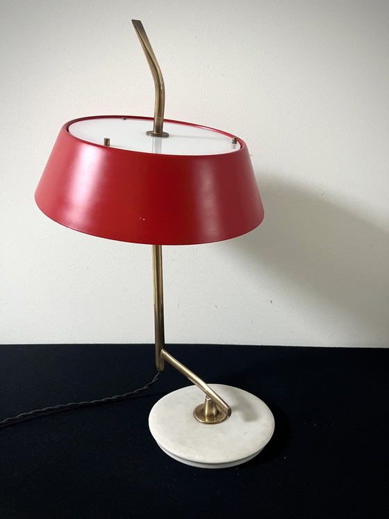 Image 1 of Stilux  - Oscar Torlasco - Marble & Brass Tafellamp - Italië 1950S